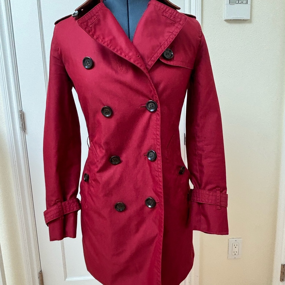 Coach Red Double-Breasted Trench Coat size XXS Classic
